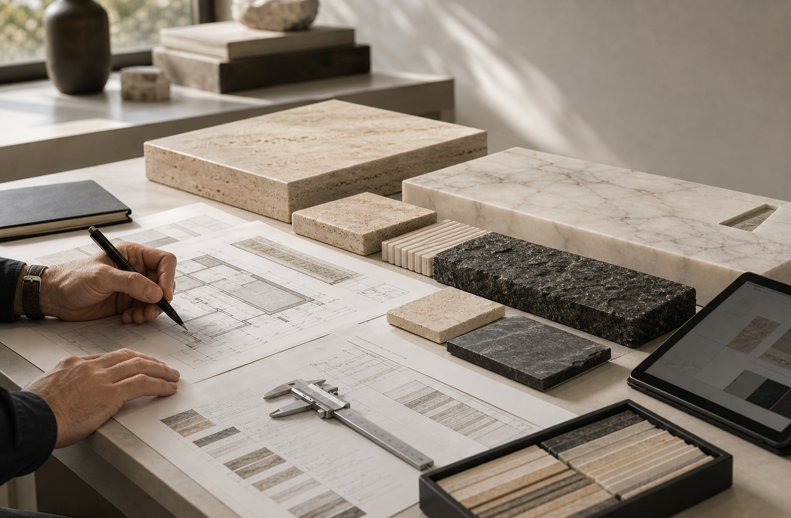 High-End Residential - Neutral stone material review visual